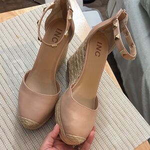 INC International Concepts Nude Wedge Sandals